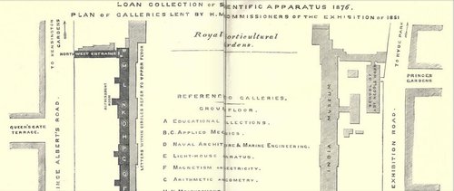 Special Loan Collection of Scientific Apparatus, 1876, plan from catalogue